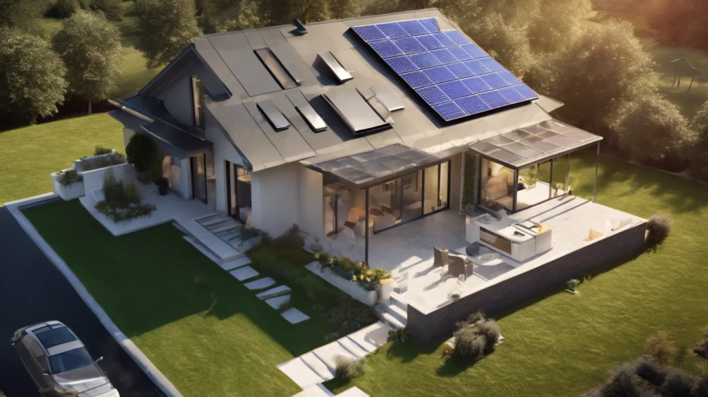 Emaldo ja kodin energiatehokkuuden tulevaisuus 7 a house with solar panels on the roof